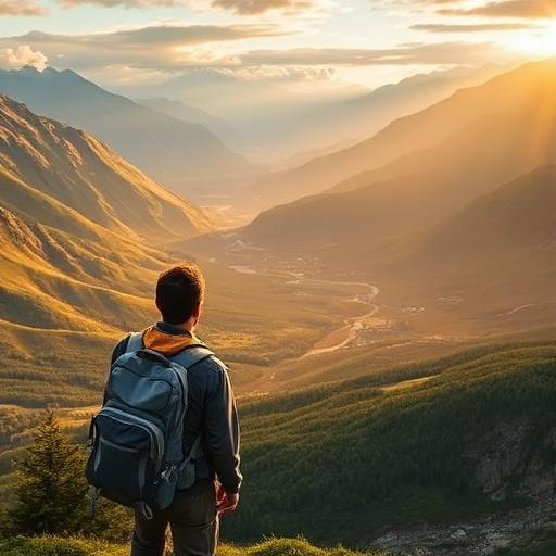 Hiker overlooking a valley